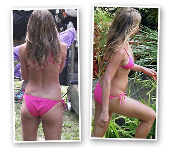 Jennifer Aniston Rocks A Pink Bikini on Just Go With It Set