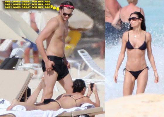 Demi Moore Bikini Pictures From Caribbean With Ashton 