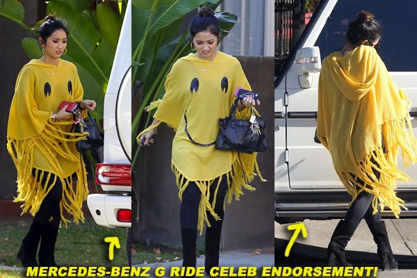 Brenda Song was a little shy as she made a quick coffee run wearing a yellow