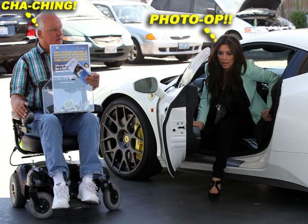 Kim Kardashian Fills Up Her New Ferrar in LA OW