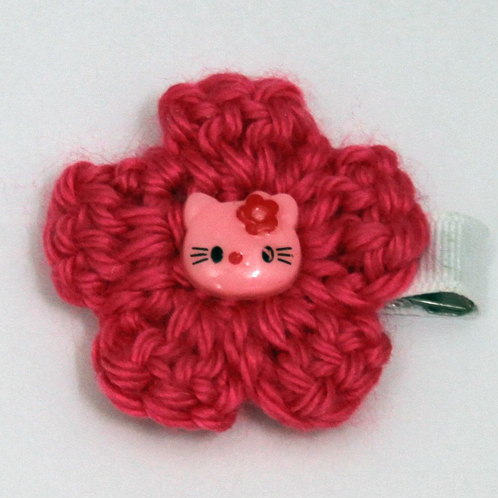 Crochet Flower with Kitty 