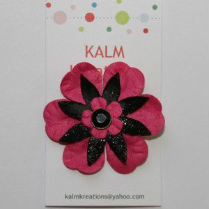 Black and Pink Flower Clip