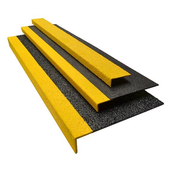 Fiberglass Step Cover Black with Yellow Nosing