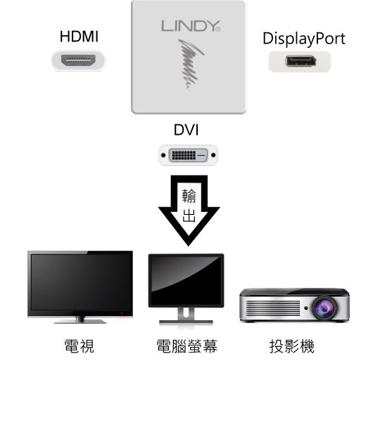 LINDY 林帝 主動式 mini DisplayPort 1.2版 轉 HDMI/DVI-D/DP 三合一轉接器 (41039)
02