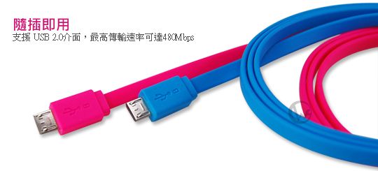 LINDY 林帝 USB2.0 to MicroUSB 雙面可插 彩色扁線 1m 3090X 10