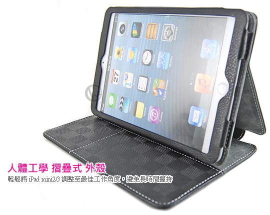 JetArt 捷藝 卡片夾層 商用站立式 iPad mini2/3 適用 保護套 大方格紋 (SAE030) 02