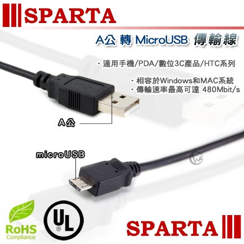 SPARTA USB2.0 A公 轉 micro USB 傳輸線 18