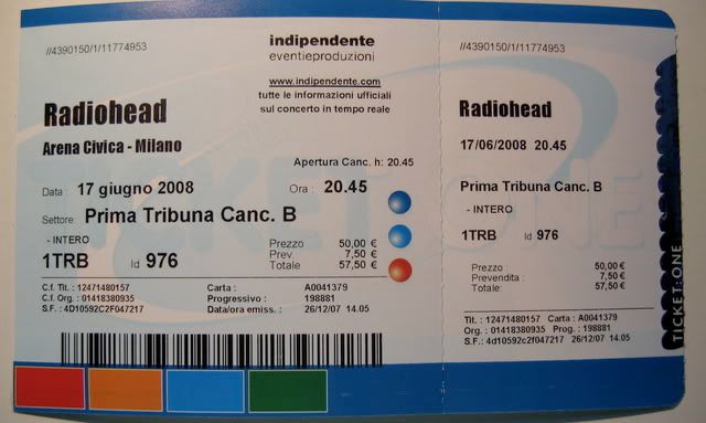radiohead's concert ticket