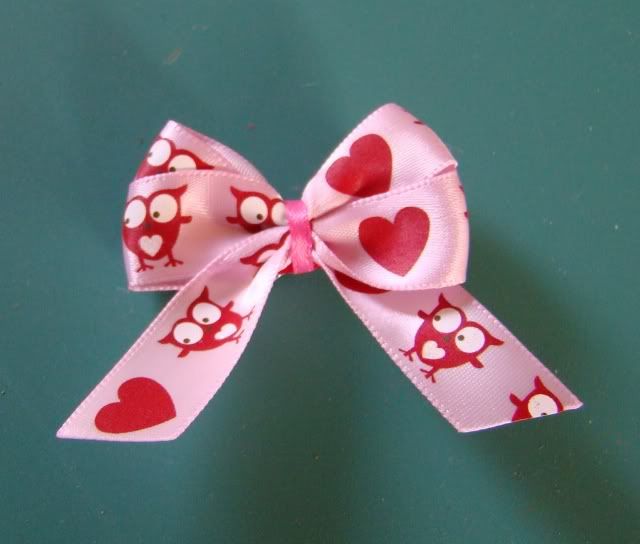 Owl Valentine's Tails Down Hair Bow Owl Valentine's Tails Down Hair Bow
