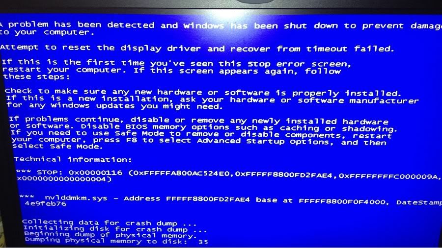Attempt To Reset The Display Driver And Recover From Timeout Failed Blue Screen