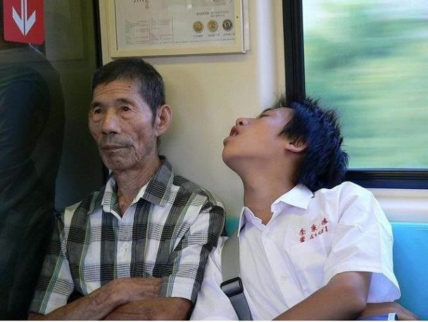 Sleep man in train