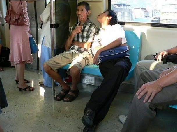 Sleep man in train