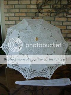 VICTORIAN TEA LADIES BATTENBURG LACE WHITE PARASOL SASS  